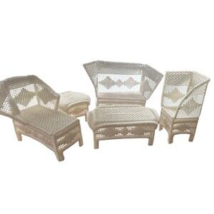 Handmade Barbie Compatible Furniture 2 Table Chair Sofa Lounge Doll not Included